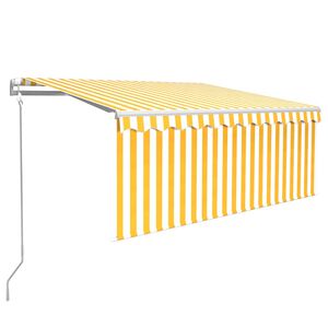 vidaXL markīze ar žalūziju, LED, vēja sensoru, 3x2,5m, dzeltena, balta