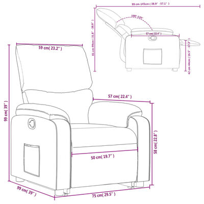 vidaXL atpūtas krēsls, paceļams, atgāžams, brūns audums