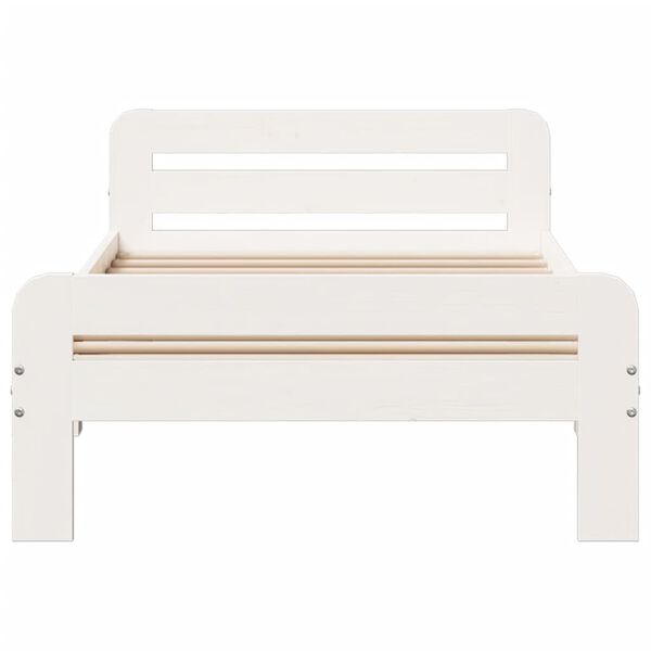 vidaXL gulta bez matrača, balts, 75x190 cm, priedes masīvkoks