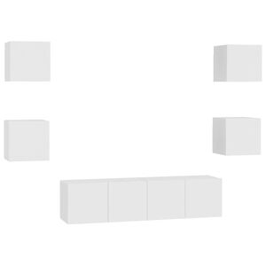 vidaXL 6-daļīgs TV plauktu komplekts, balts, inženierijas koks