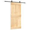 vidaXL Slīdo&scaron;ās durvis Dabiska un melna 90 x 210 cm Cieta priedes koks