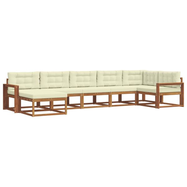 vidaXL Āra dīvānu komplekts ar spilvenu 7 pcs Dabisks un krējuma