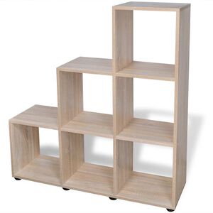 vidaXL grāmatu plaukts, 107 cm, kāpņu dizains, ozolkoka krāsā