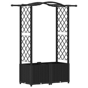 vidaXL Pacelta gulta ar treliem un jumtu Melns 125 x 40 x 138 cm PP