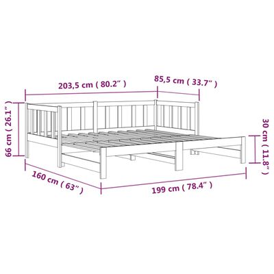 vidaXL izvelkama gulta, medus brūna, 2x(90x190) cm, priedes masīvkoks