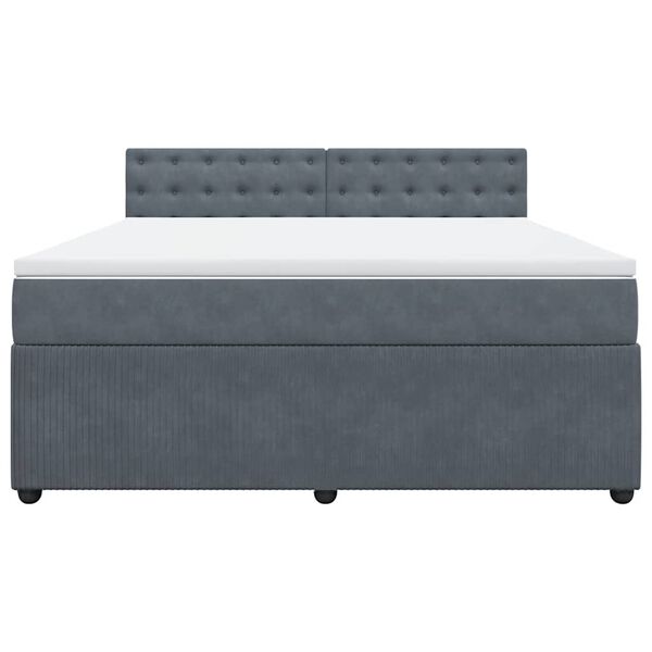 vidaXL atsperu gulta ar matraci, tum&scaron;i pelēka samts, 180x200 cm