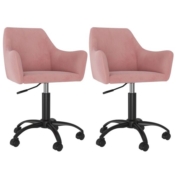 vidaXL grozāmi virtuves krēsli, 2 gab., rozā samts