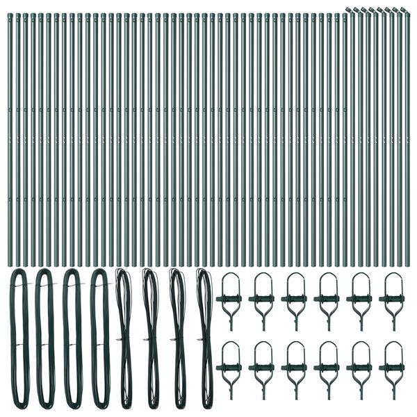 vidaXL Žoga āķis 52 pcs Zaļa 3,2 x 3,2 x 150 cm