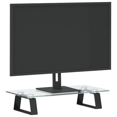 vidaXL monitora statīvs, 40x20x8 cm, melns, rūdīts stikls, metāls