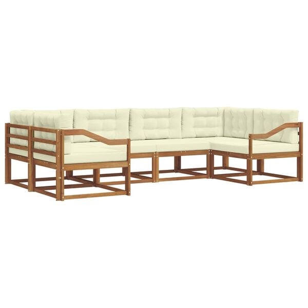 vidaXL Āra dīvānu komplekts ar spilvenu 6 pcs Dabisks un krējuma