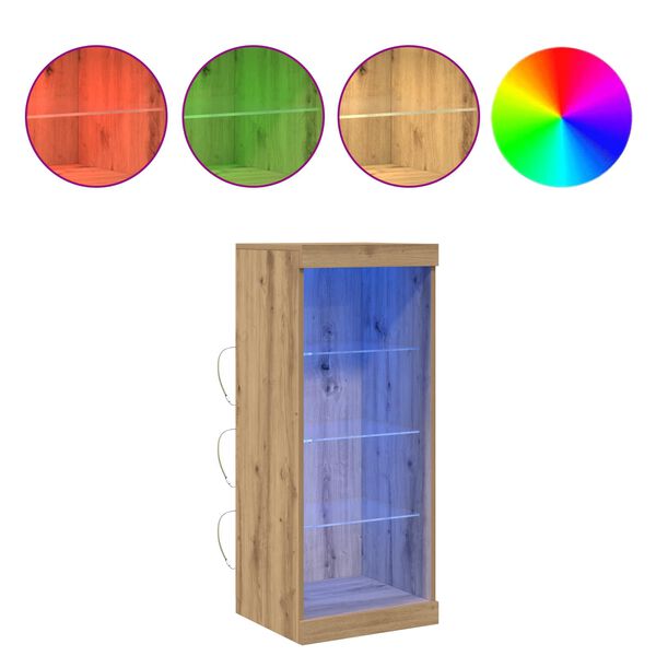 vidaXL LED sānu galds Artisānā ozols 41 x 37 x 100 cm