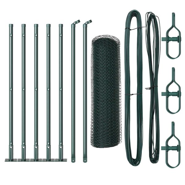 vidaXL Žoga āķis Zaļa 10 x 0,5 m (25 mm siets) Tērauds un PVC