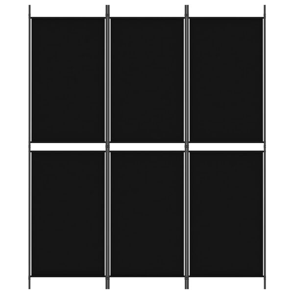vidaXL 3-paneļu istabas aizslietnis, 150x180 cm, melns audums