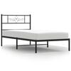vidaXL gultas rāmis ar galvgali, melns metāls, 90x200 cm