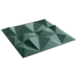 vidaXL Sienas paneļi 12 pcs Dimanta Zaļ&scaron; 50 x 50 cm XPS Putu