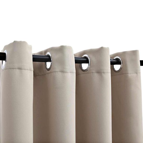 vidaXL biezie aizkari ar metāla riņķiem, 2 gab., bē&scaron;i, 140x175 cm