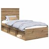 vidaXL Gultas rāmis Mākslīgā ozola 90 x 200 cm Ciets priedes koks