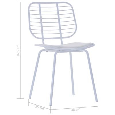 vidaXL krēsli ar mākslīgās ādas sēdekļiem, 4 gab., balts tērauds