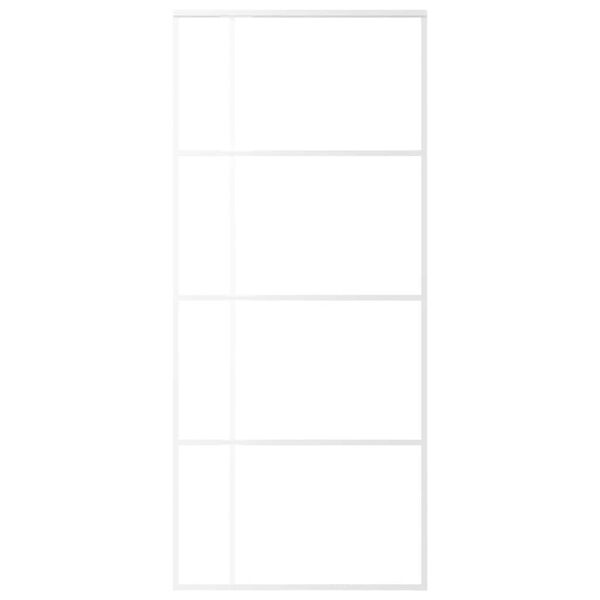 vidaXL bīdāmās durvis, 90x205 cm, ESG stikls, balts alumīnijs