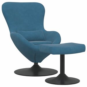 vidaXL Olas krēsls ar pufu with Footstool Zila Samts