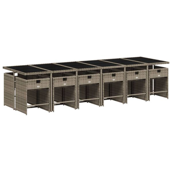 vidaXL 13-daļīgs dārza mēbeļu komplekts ar matračiem, pelēks PE