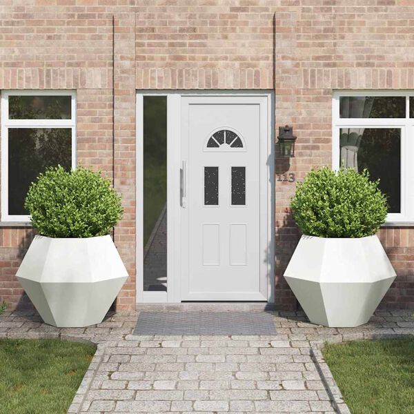 vidaXL Puķu kaste 2 pcs Balts 100 x 100 x 80 cm Tērauds