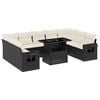 vidaXL 10-daļīgs dārza dīvāna komplekts, matrači, melna PE rotangpalma