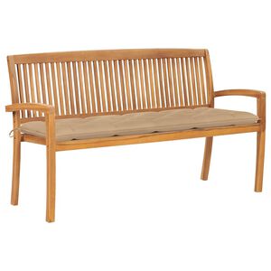 vidaXL dārza sols ar matraci, 159 cm, masīvs tīkkoks