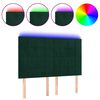 vidaXL gultas galvgalis ar LED, 144x5x118/128 cm, tum&scaron;i zaļ&scaron; samts