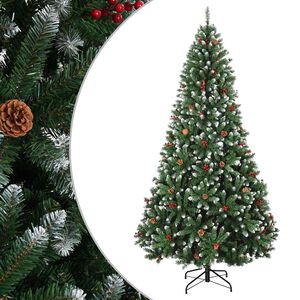 vidaXL Mākslīgā Saliekamā Ziemassvētku Egle 240 cm PVC Zaļ&scaron; un balts