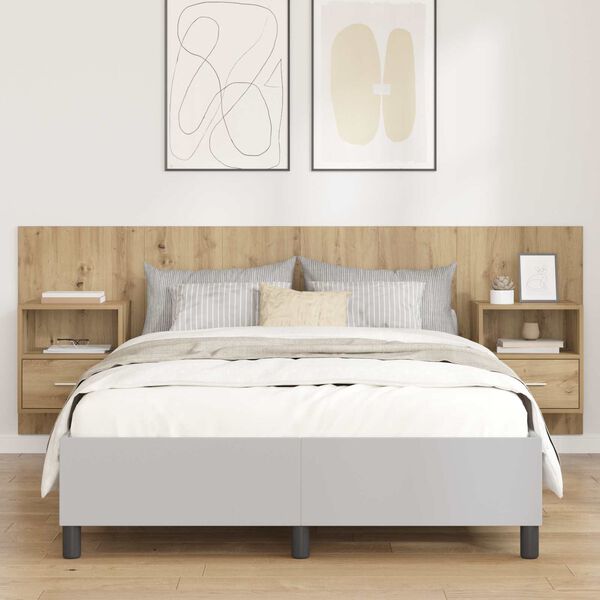 vidaXL Gultas galva ar skapī&scaron;u 3 pcs Artisānā ozols Inženierijas koks