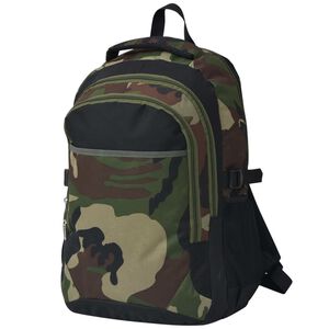 vidaXL skolas mugursoma, 40 L, melna un kamuflāžas krāsa