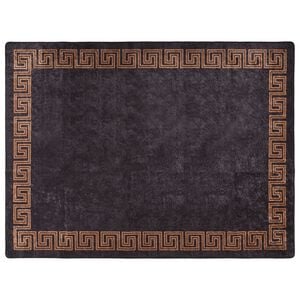 vidaXL paklājs, 400x300 cm, mazgājams, melna ar zelta