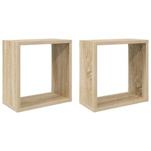vidaXL kuba formas sienas plaukti, 2 gab., 30x15x30 cm, ozolkoka krāsa