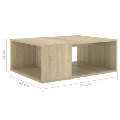 vidaXL kafijas galdiņš, ozolkoka krāsā, 90x67x33 cm, skaidu plāksne