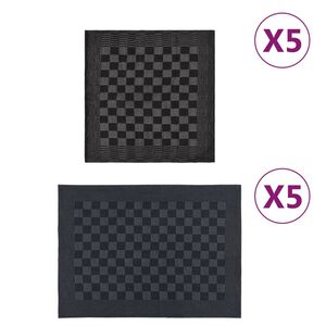 vidaXL dvieļu komplekts, 10 gab., melni un pelēki, kokvilna