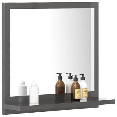 vidaXL vannasistabas spogulis, spīdīgi pelēks, 40x10,5x37 cm