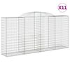 vidaXL arkveida gabiona grozi, 11gb., 300x50x140/160cm, cinkota dzelzs