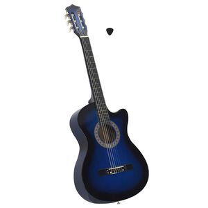 vidaXL klasiskā ģitāra ar 6 stīgām, vesterna stils, 38", zila