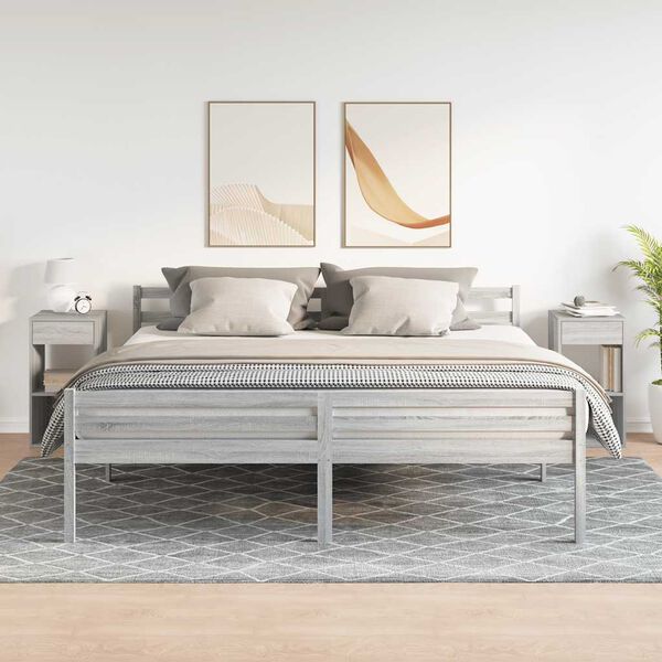 vidaXL naktsskapī&scaron;i ar atvilktni, 2 gab., pelēka koka, 35x34x66,5 cm