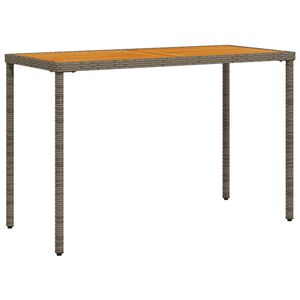 vidaXL dārza galds ar akācijas virsmu, pelēks, 115x54x74 cm, PE pinums