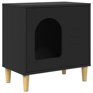 vidaXL Kaķu māja Melna 51 x 30 x 52 cm Inženierijas koks