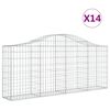 vidaXL arkveida gabiona grozi, 14 gb., 200x30x80/100cm, cinkota dzelzs