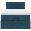 vidaXL Osmaņu gultas rāmis ar matrača tum&scaron;i zils 90x190cm samts