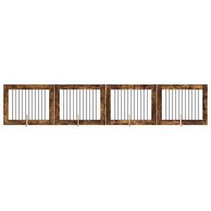 vidaXL Suņu vārti ar statīviem 4 pcs Kūpināts ozols 100 x 80 cm
