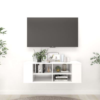 vidaXL sienas TV skapītis, balts, 102x35x35 cm, skaidu plāksne