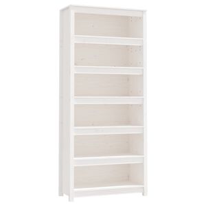 vidaXL grāmatu plaukts, balts, 80x35x183 cm, priedes masīvkoks