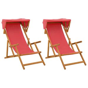 vidaXL Dīvāngalvs 2 pcs 3 Pozīcija Cieta eikalipta koksne Sarkana