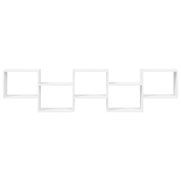 vidaXL sienas plaukts, 5 nodalījumi, balts, skaidu plāksne