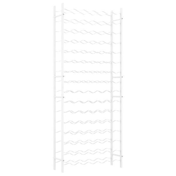 vidaXL vīna pudeļu plaukts, 96 pudelēm, balts metāls